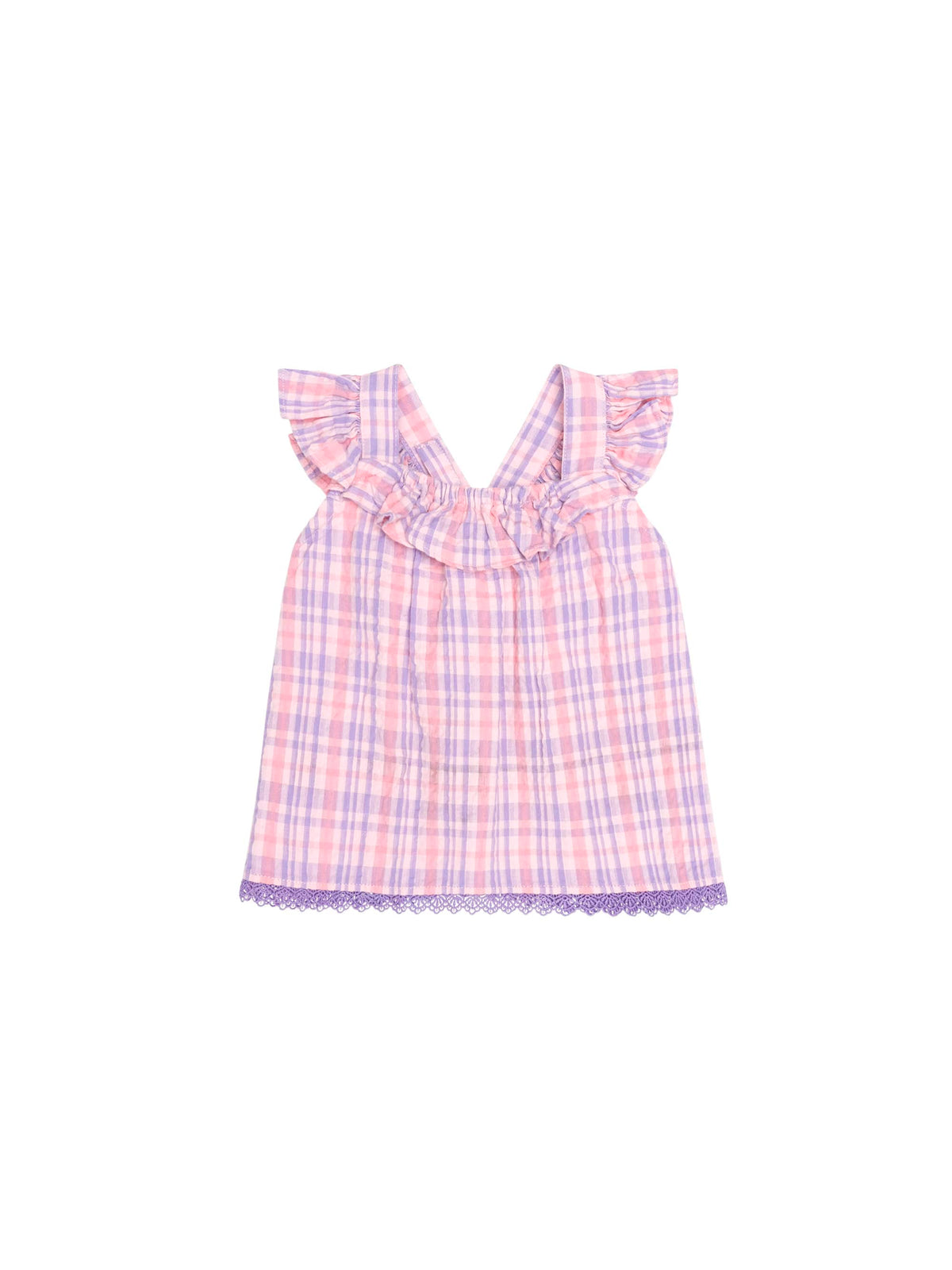 Huxbaby Girls Tee Tropical Check Tie Top