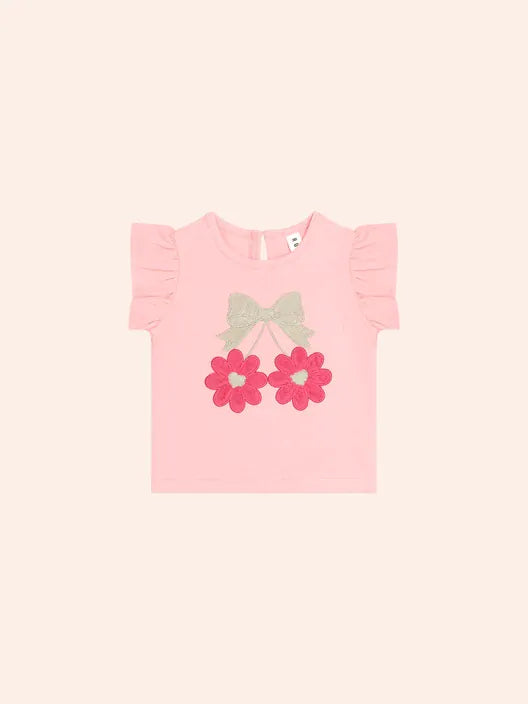 Huxbaby Girls Tee Tropical Twin Flower Frill Tee