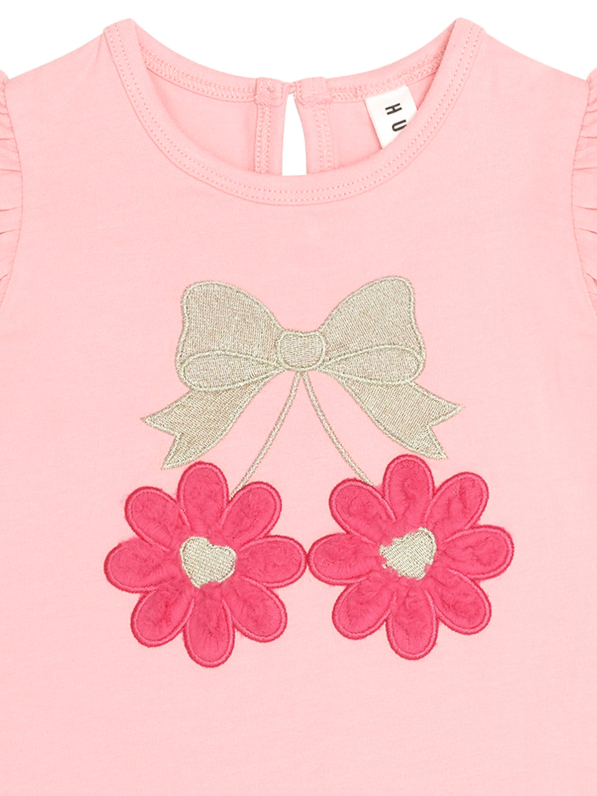 Huxbaby Girls Tee Tropical Twin Flower Frill Tee