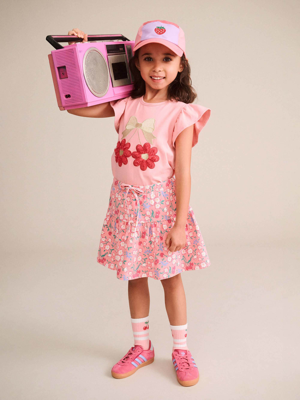 Huxbaby Girls Tee Tropical Twin Flower Frill Tee