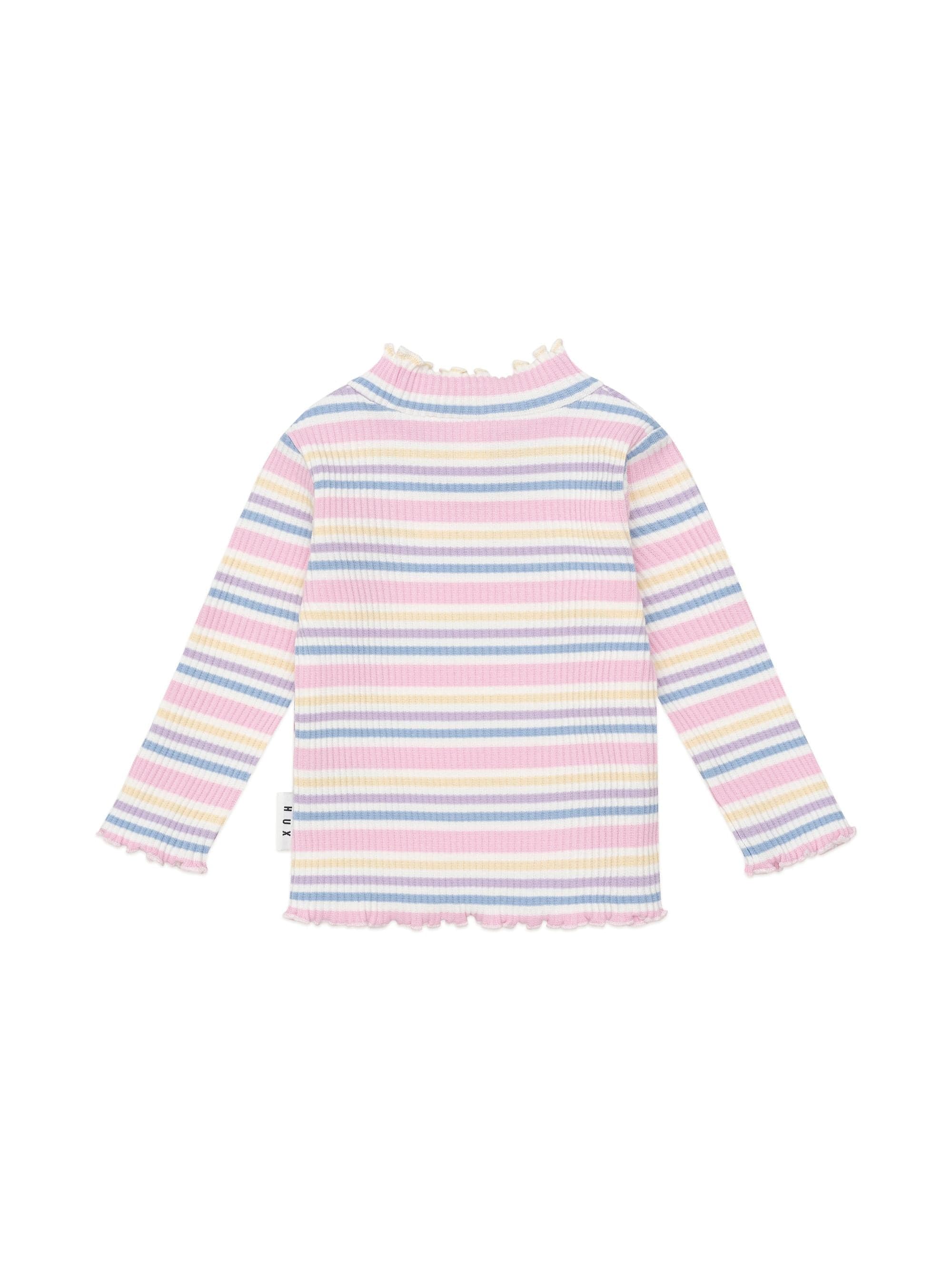 Huxbaby Girls Top Rainbow Stripe Rib Skivvy