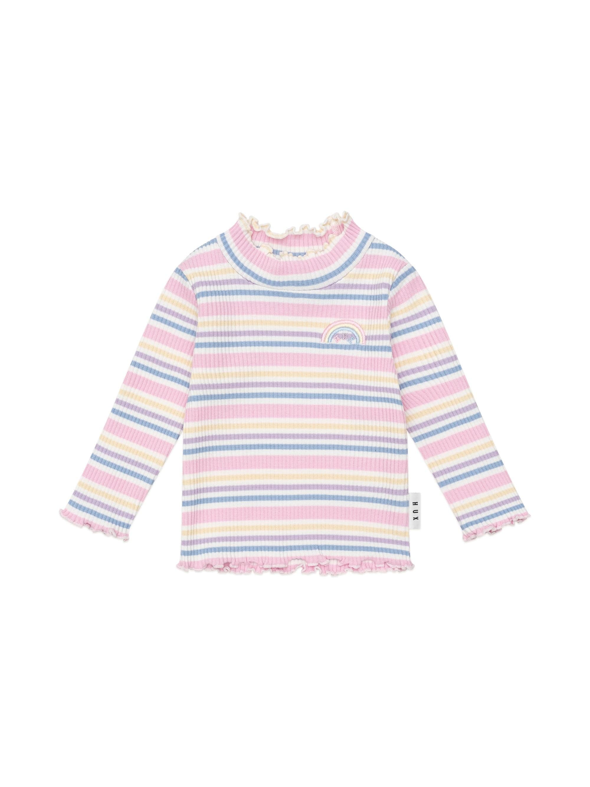 Huxbaby Girls Top Rainbow Stripe Rib Skivvy