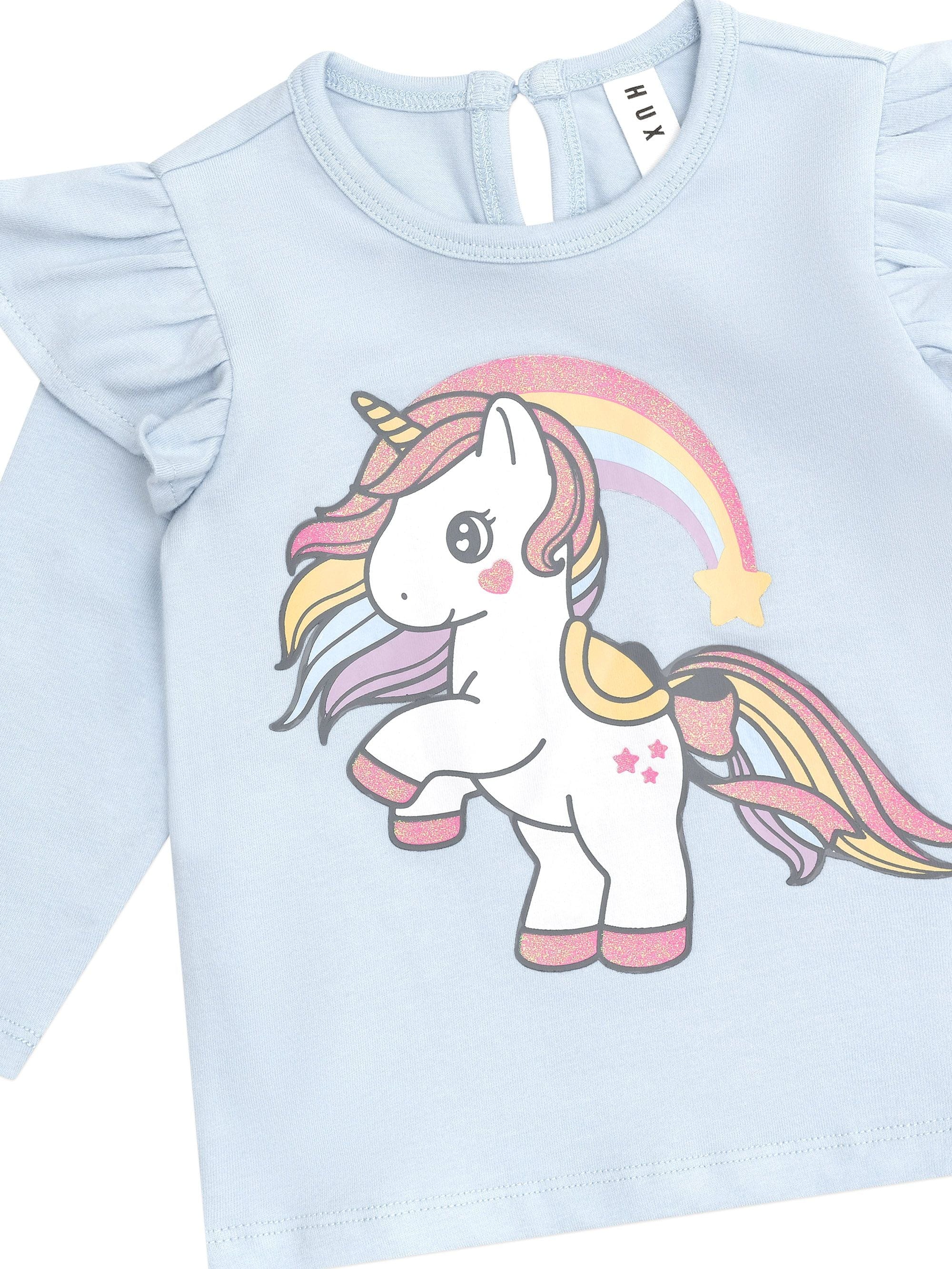 Huxbaby Girls Top Rainbow Unicorn Frill Top