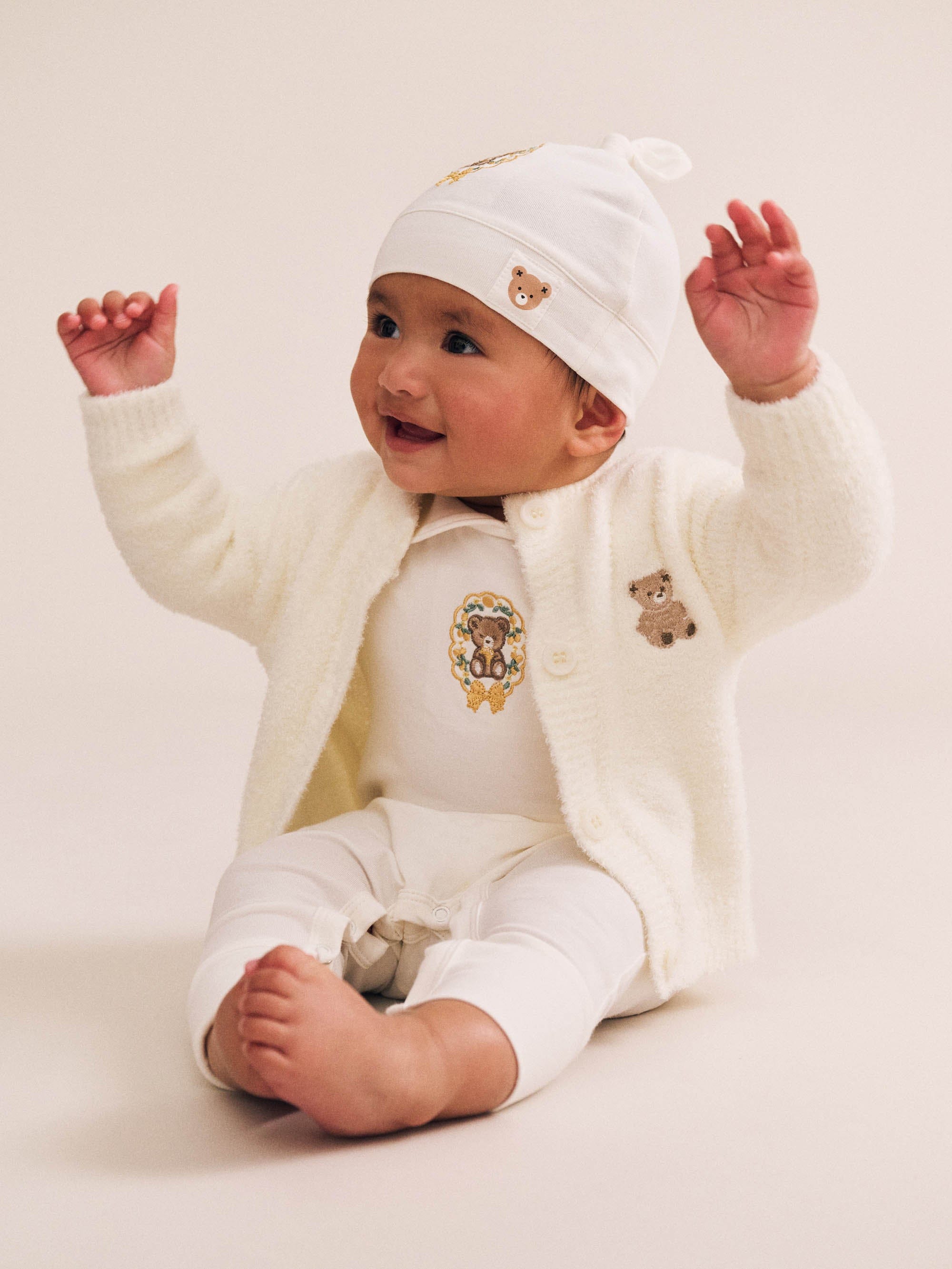 Huxbaby Unisex Outfit My First Hux Almond Milk 4pc Boucle Set