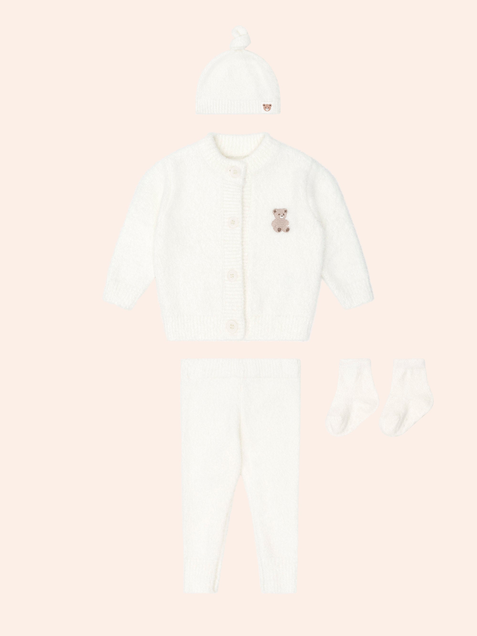 Huxbaby Unisex Outfit My First Hux Almond Milk 4pc Boucle Set