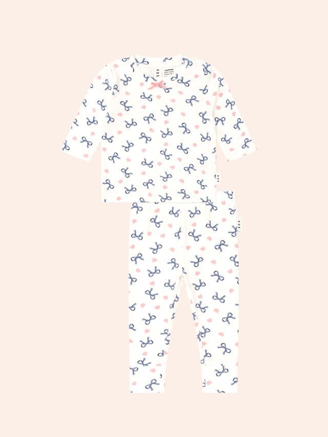 Huxbaby Unisex Sleepware Hearts and Bows L/S PJ Set