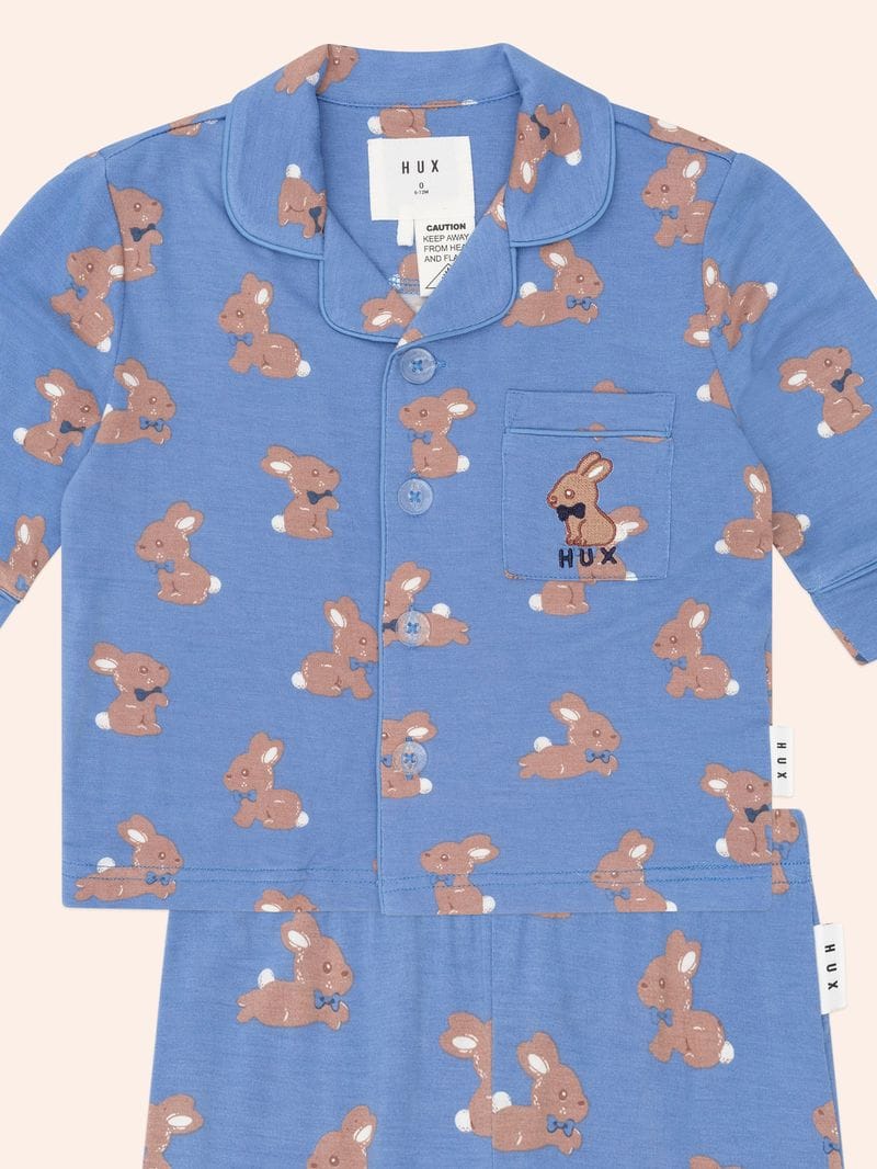 Huxbaby Unisex Sleepware Vintage Blue Bunny PJ Set