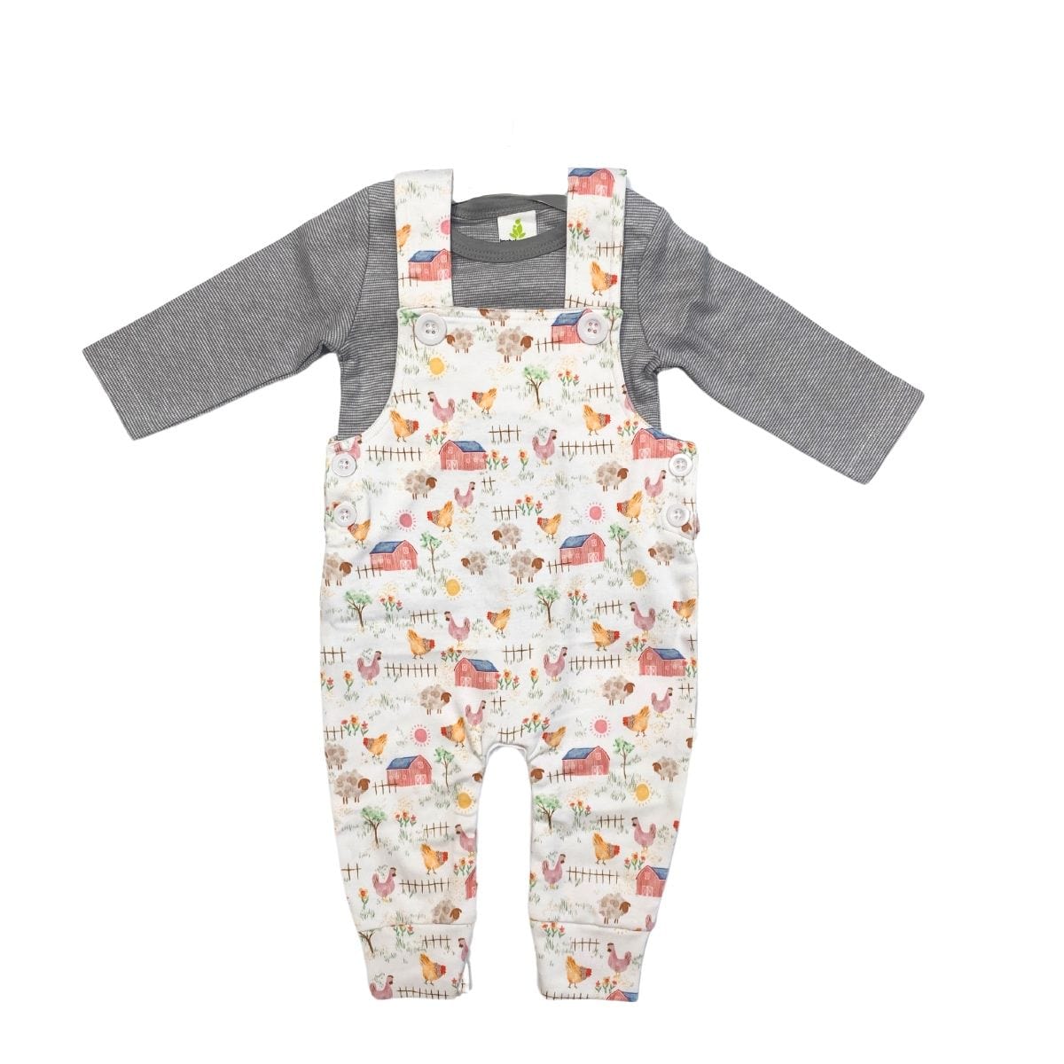 Iambabywear Girls Dress On the Farm Overalls with Top