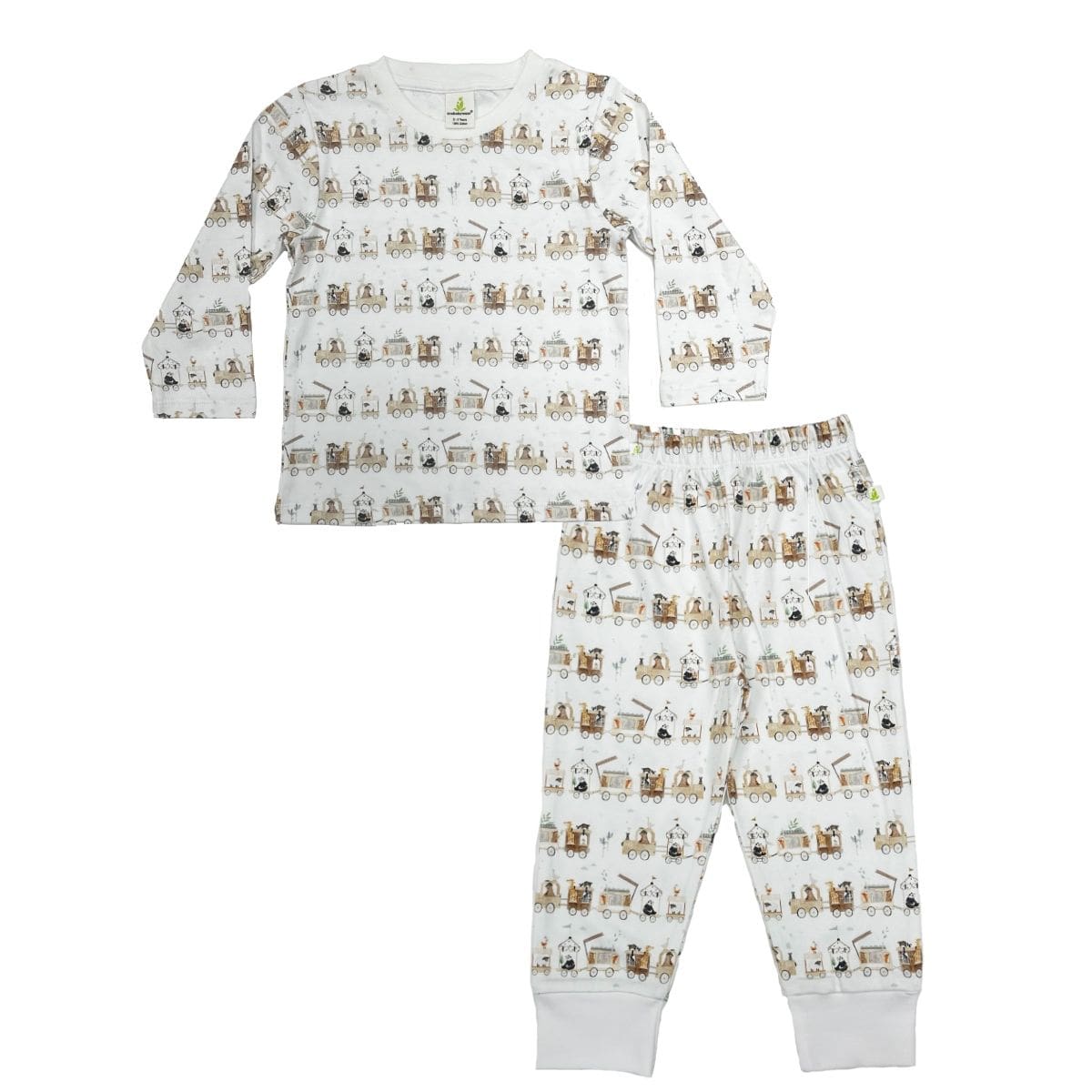 Iambabywear Unisex Sleepware Animal Train PJ Set