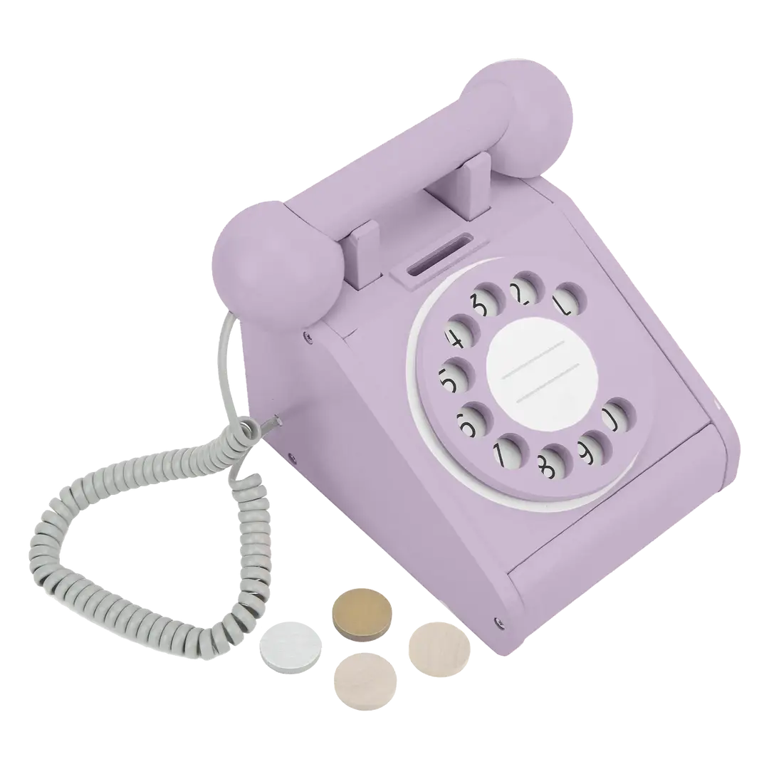Imagine That Toys Wooden Rotary Telephone - Lavender