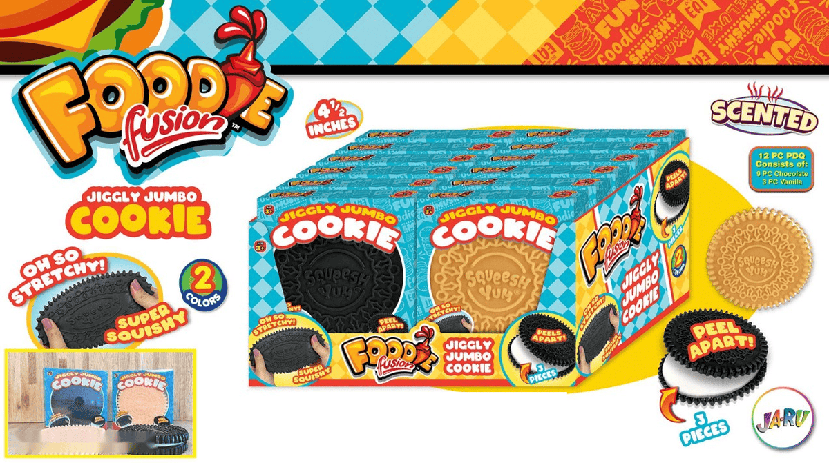 Ja-Ru Foodie Fusion Jiggly Jumbo Cookie toy in a soft, oversized cookie design