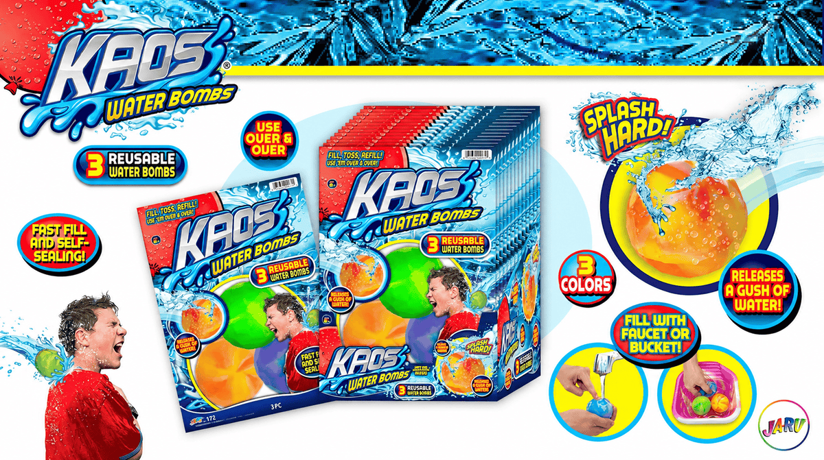 Ja-Ru Kaos reusable water bombs toy set displayed on a white background