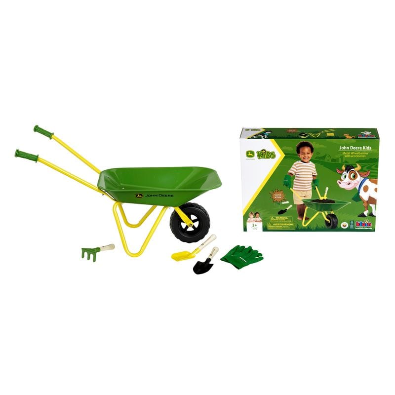 John Deere Toys Metal Wheelbarrow & Gloves