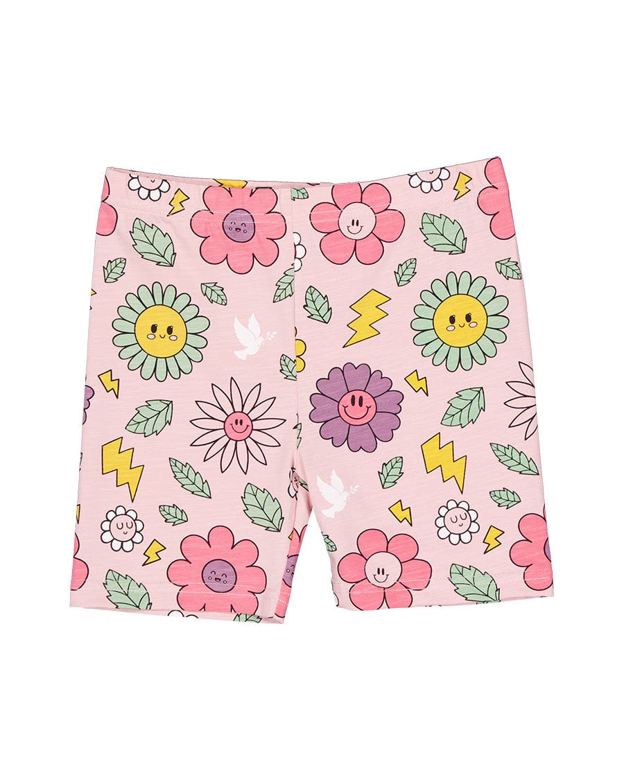 Kissed By Radicool Girls Bottoms 3Y Bike Short in Smiley Flowers