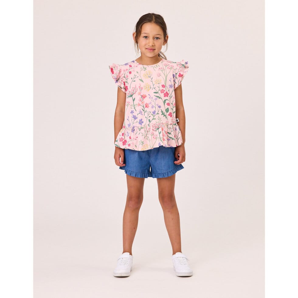 Kissed By Radicool Girls Bottoms 3Y Wild Flowers Frill Tee