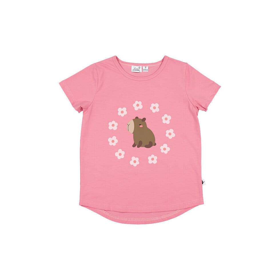 Kissed By Radicool Girls Bottoms Cute Capybara Tee