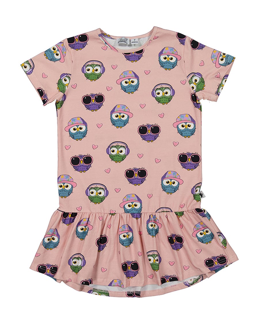 Kissed By Radicool Girls Dress 2Y Owl Love Frill Dress