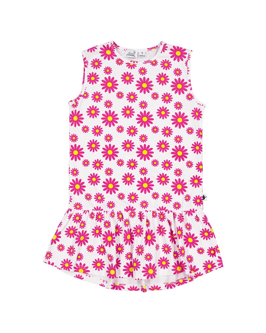 Kissed By Radicool Girls Dress Daisies Sleeveless Frill Dress