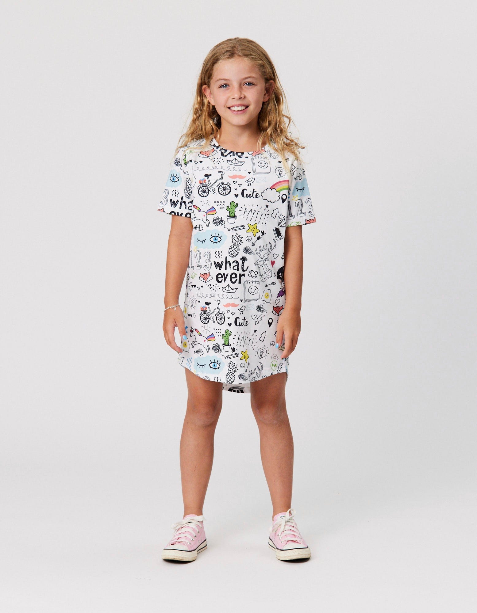 Kissed By Radicool Girls Dress Doodle Skater Tee Dress