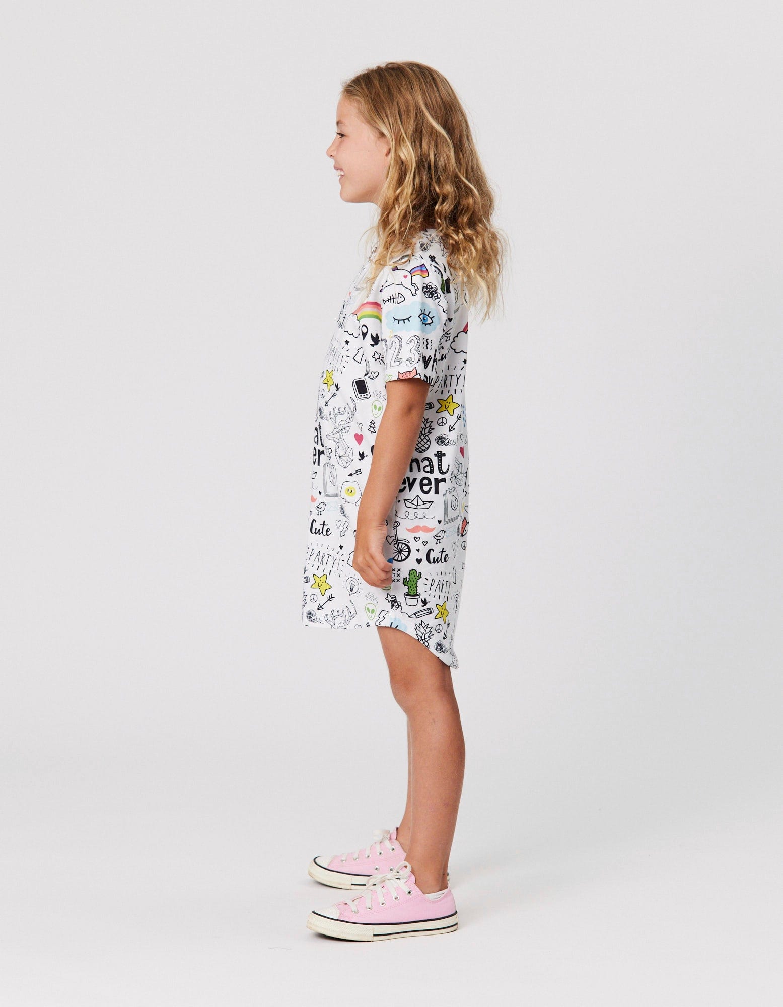 Kissed By Radicool Girls Dress Doodle Skater Tee Dress