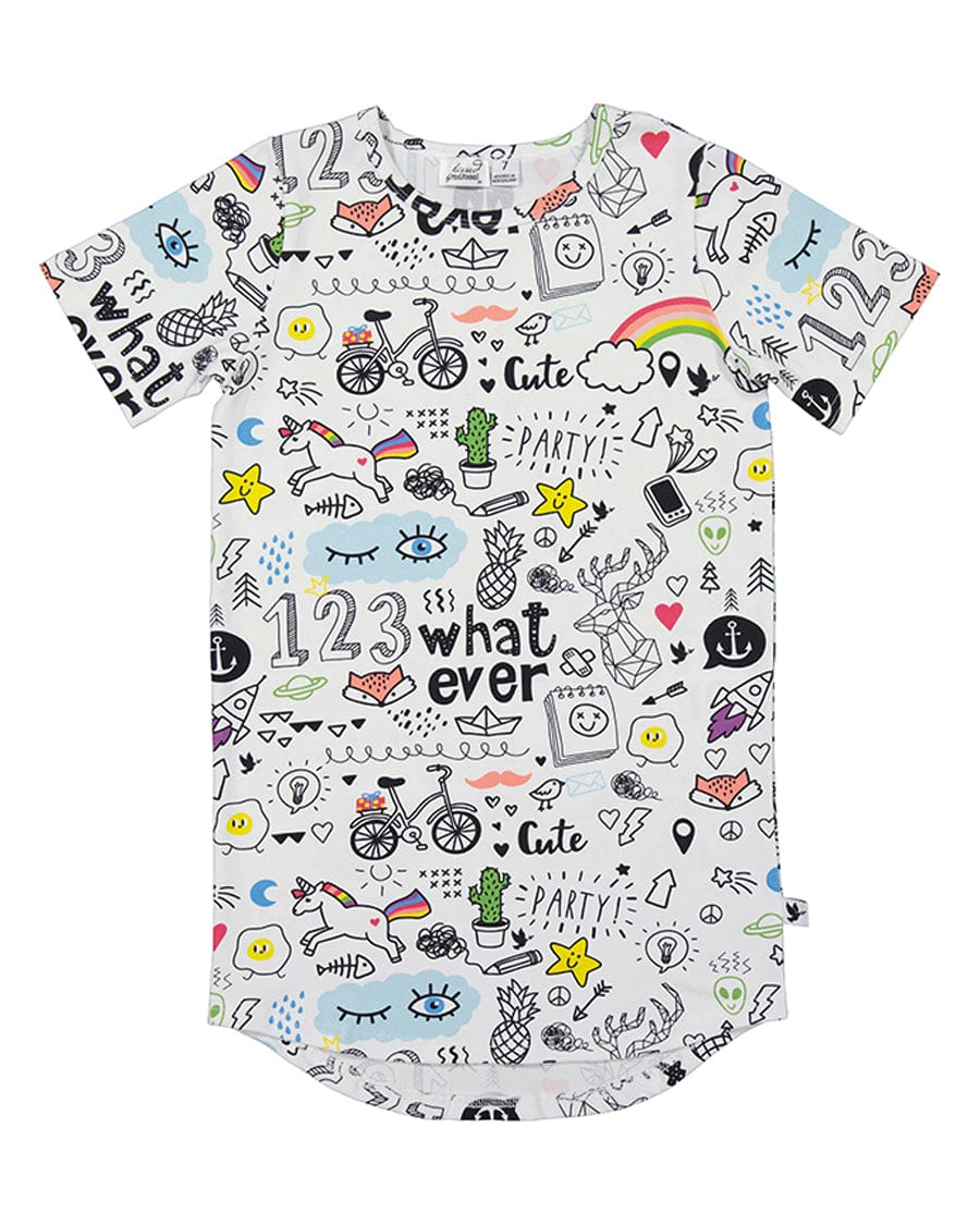 Kissed By Radicool Girls Dress Doodle Skater Tee Dress