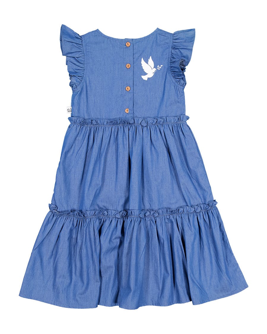 Kissed By Radicool Girls Dress Jasmine Dress in Chambray