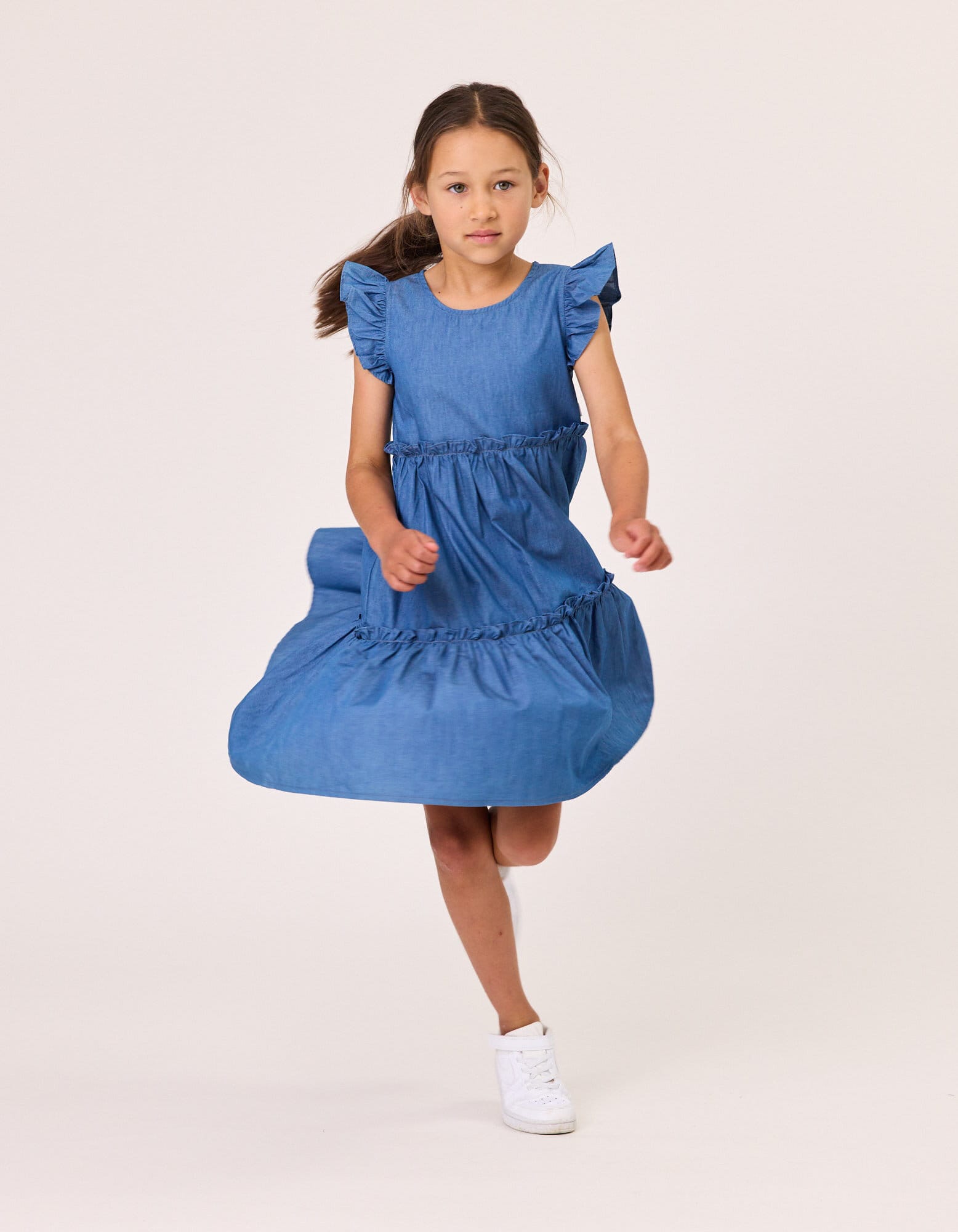 Kissed By Radicool Girls Dress Jasmine Dress in Chambray