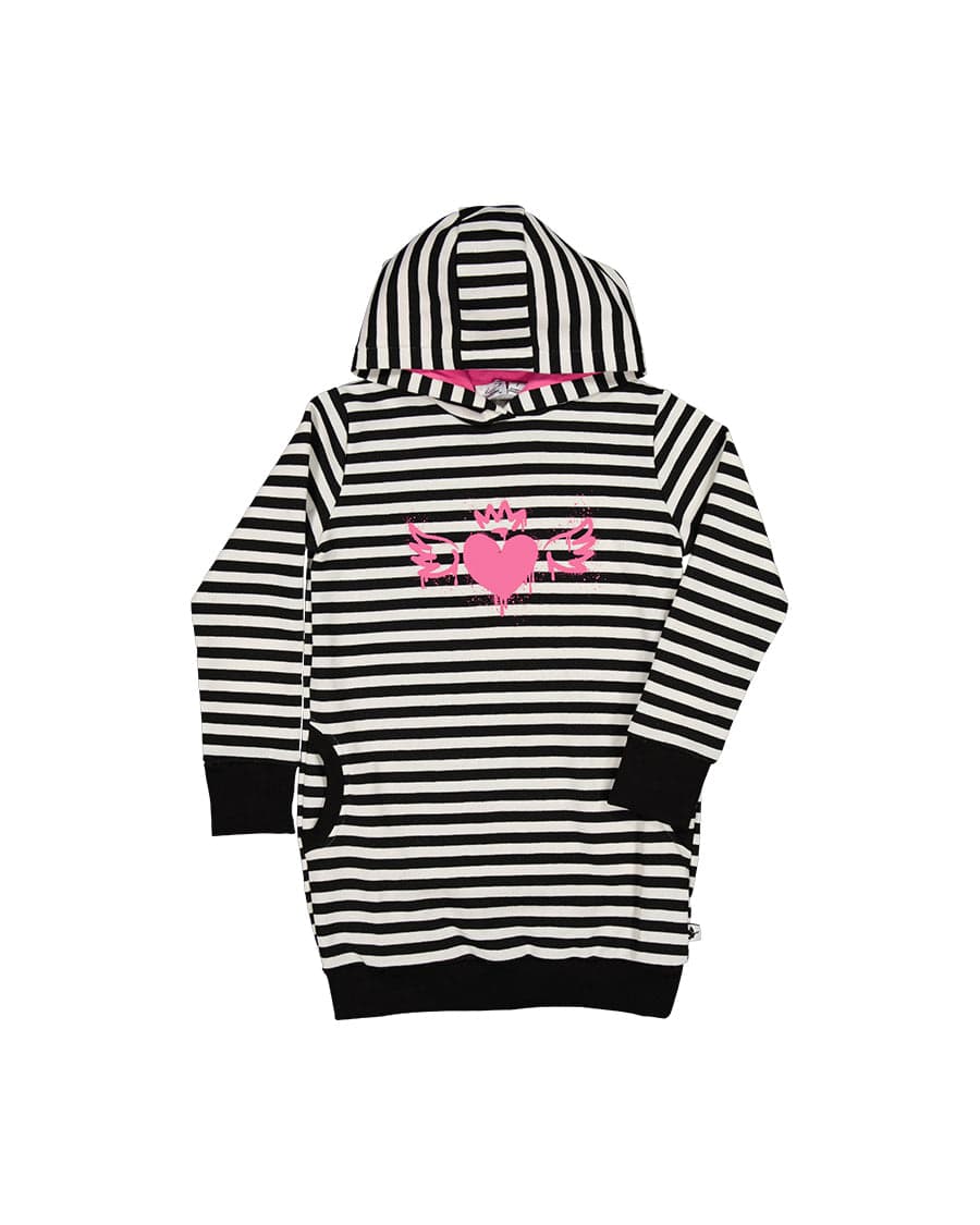 Kissed By Radicool Girls Dress Queen of Hearts Hooded Sweater Dress
