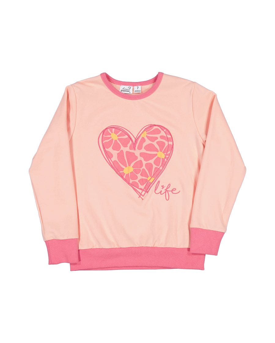 Kissed By Radicool Girls Jumper Floral Heart Crew