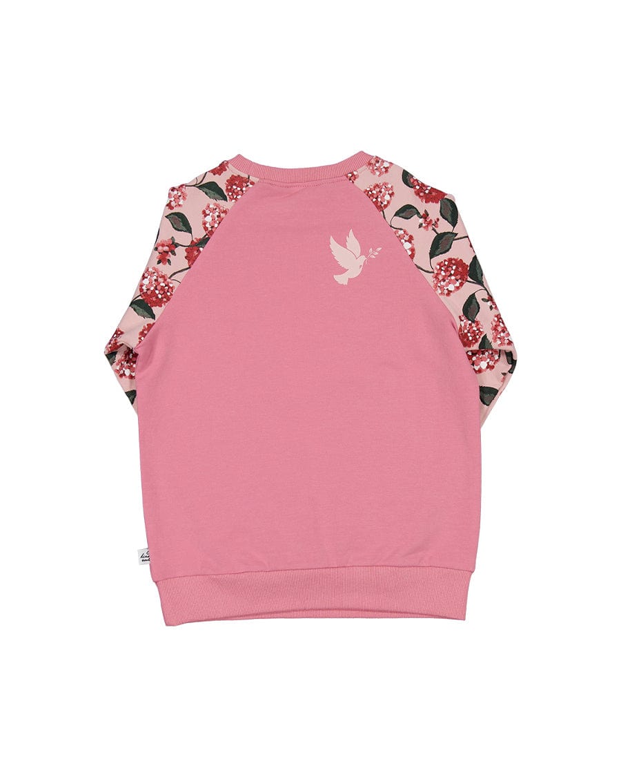 Kissed By Radicool Girls Jumper Floral Heart Pocket Raglan Crew