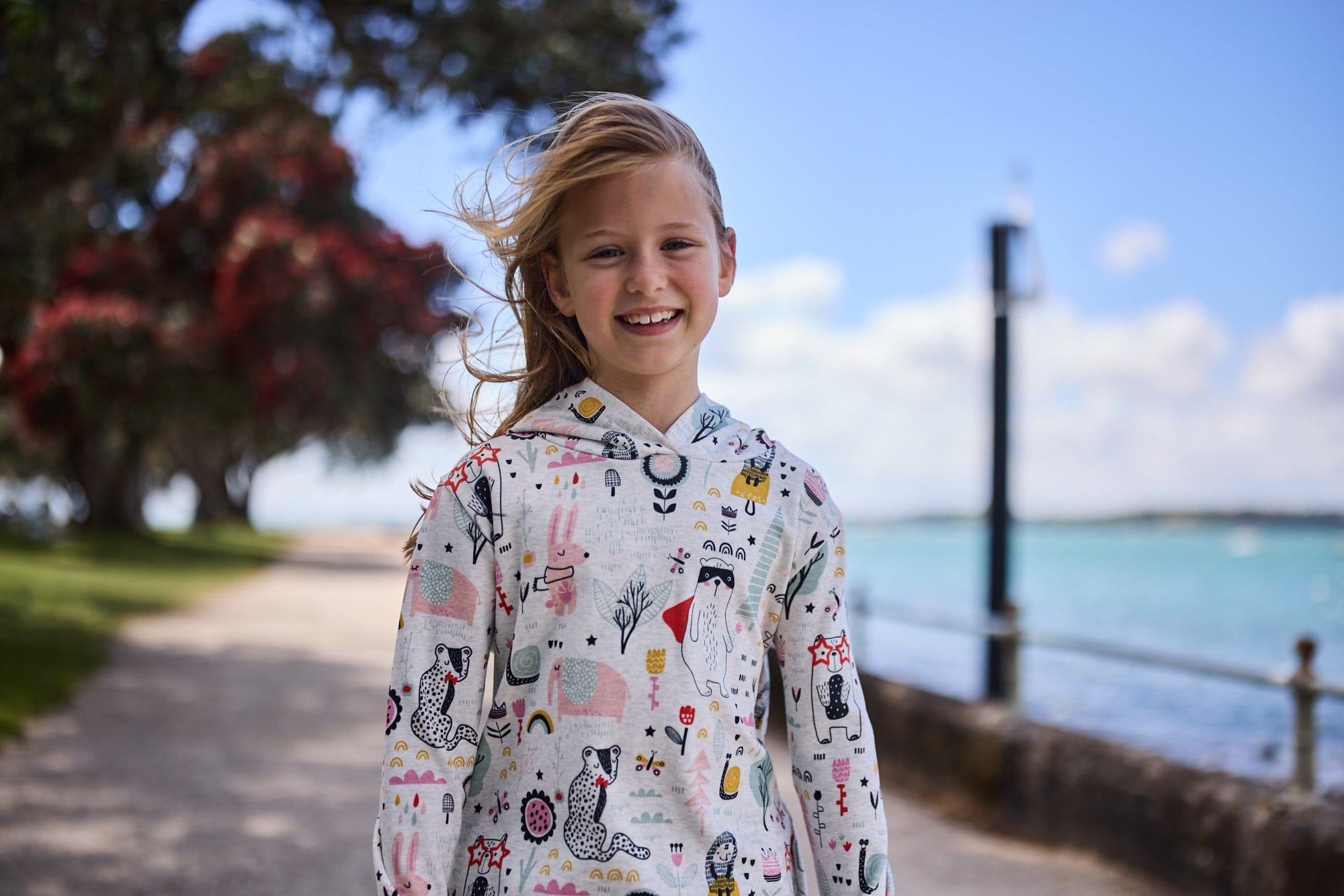 Kissed By Radicool Girls Jumper Forest Doodle Hood