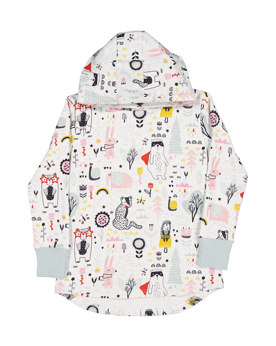 Kissed By Radicool Girls Jumper Forest Doodle Hood