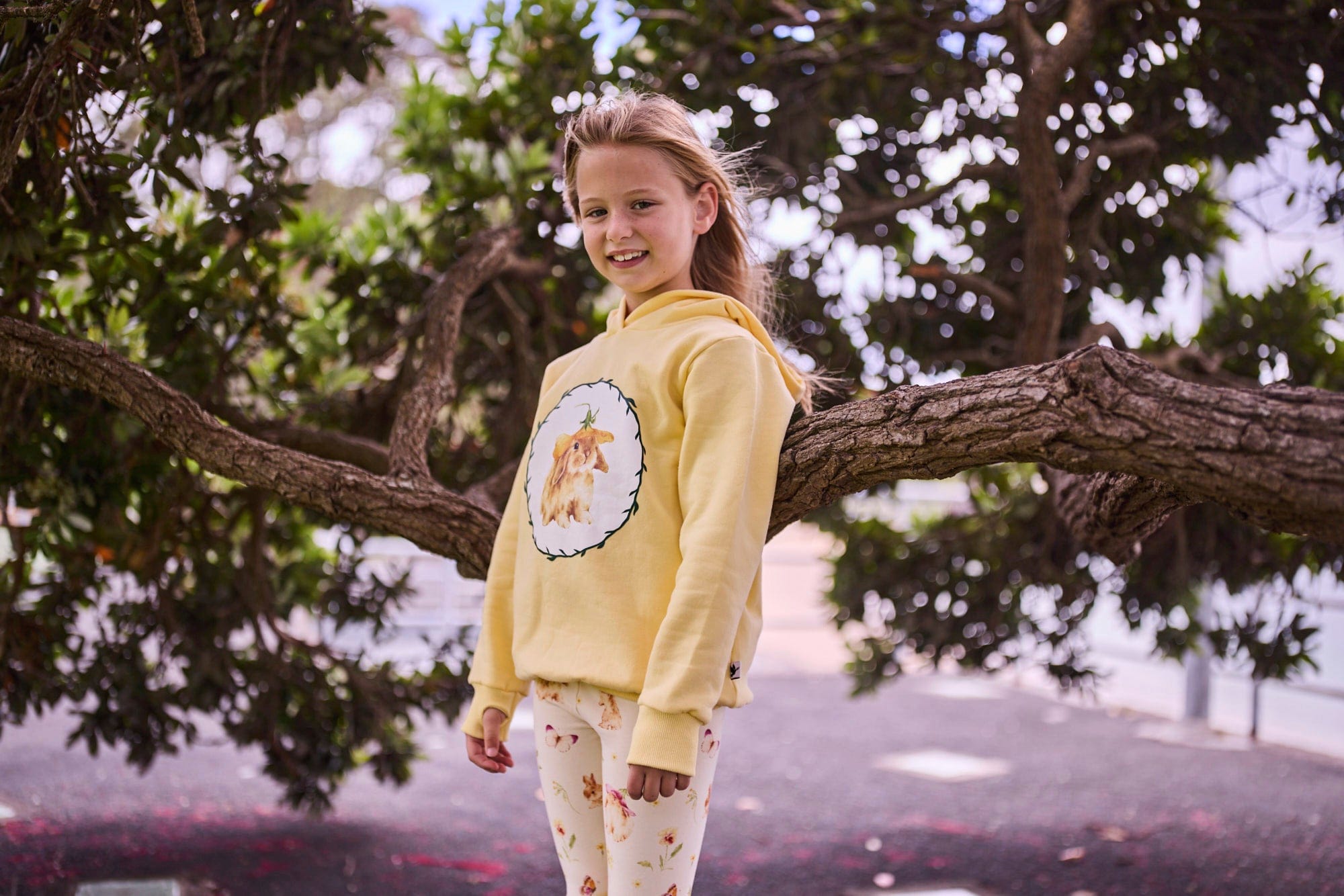 Kissed By Radicool Girls Jumper Lemondrop Bunny Pom Pom Hood