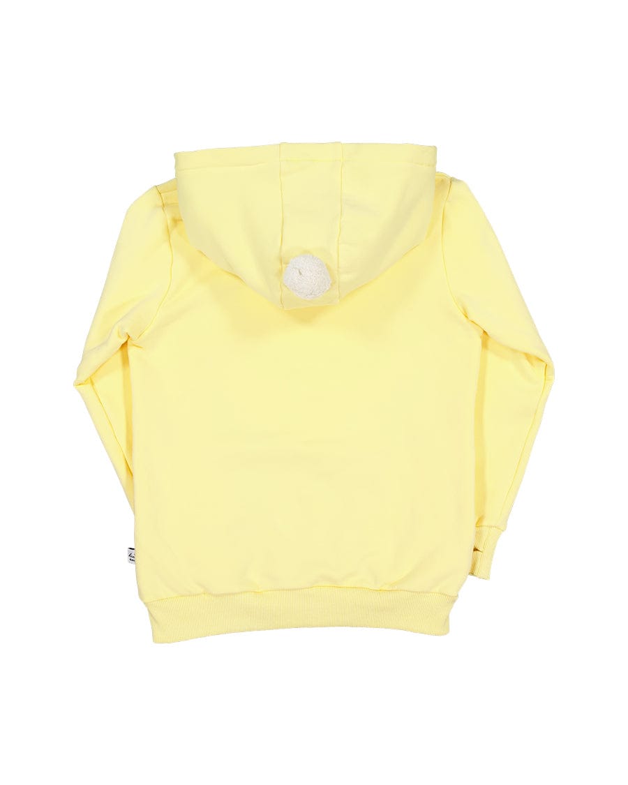 Kissed By Radicool Girls Jumper Lemondrop Bunny Pom Pom Hood