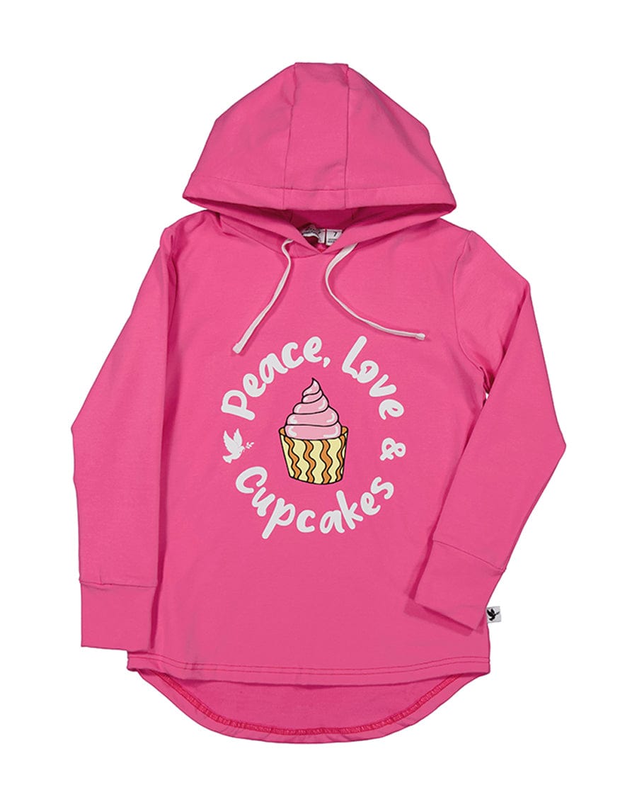 Kissed By Radicool Girls Jumper Peace, Love & Cupcakes Hood