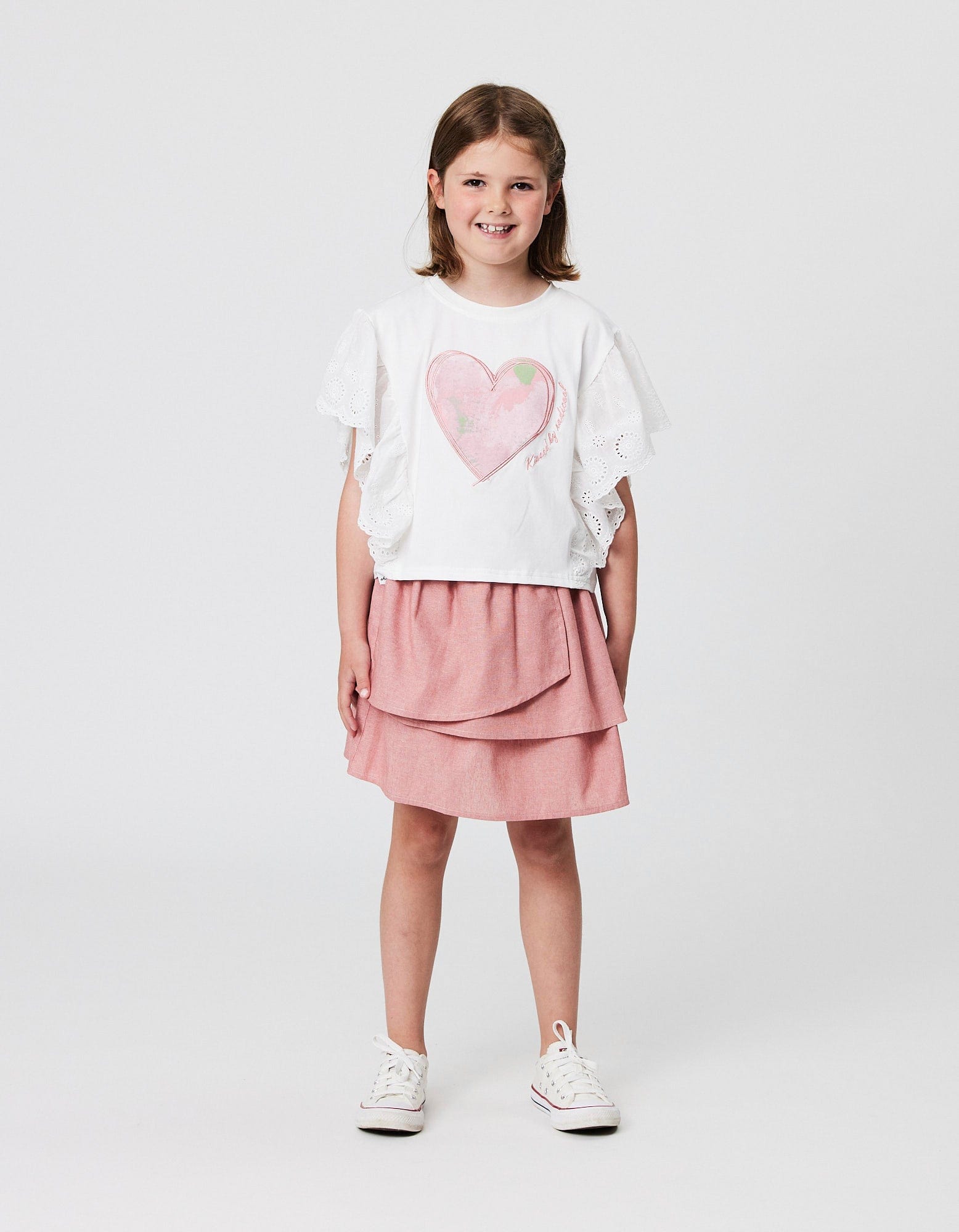 Kissed By Radicool Girls Tee Heart Lace Top