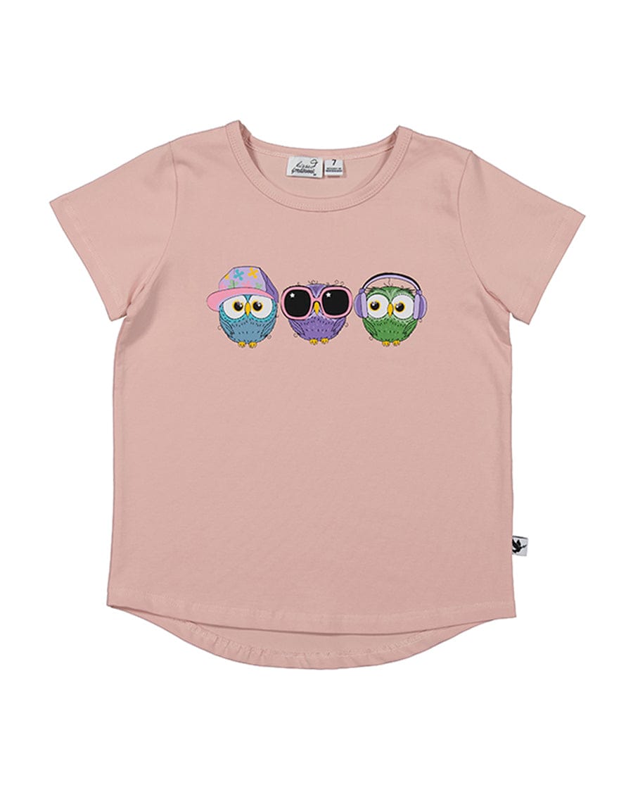 Kissed By Radicool Girls Tee Owl Crew Tee