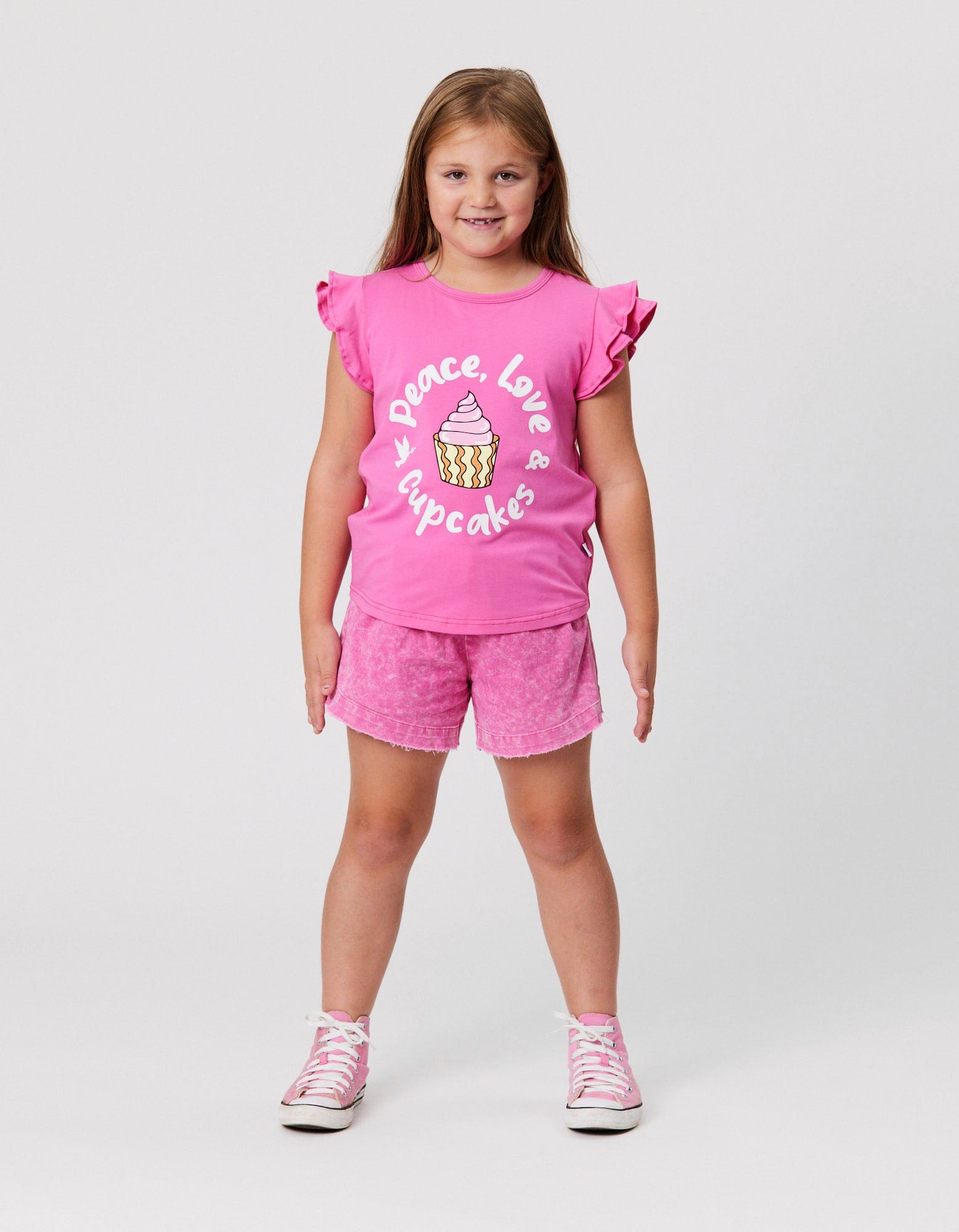 Kissed By Radicool Girls Tee Pink Cupcake Frill Tee