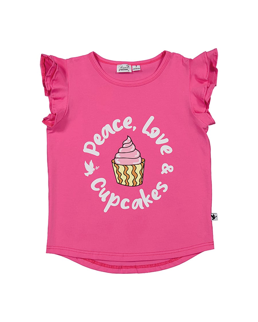 Kissed By Radicool Girls Tee Pink Cupcake Frill Tee