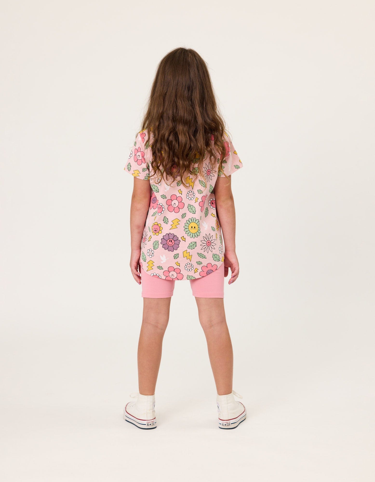 Kissed By Radicool Girls Tee Smiley Flowers Tee