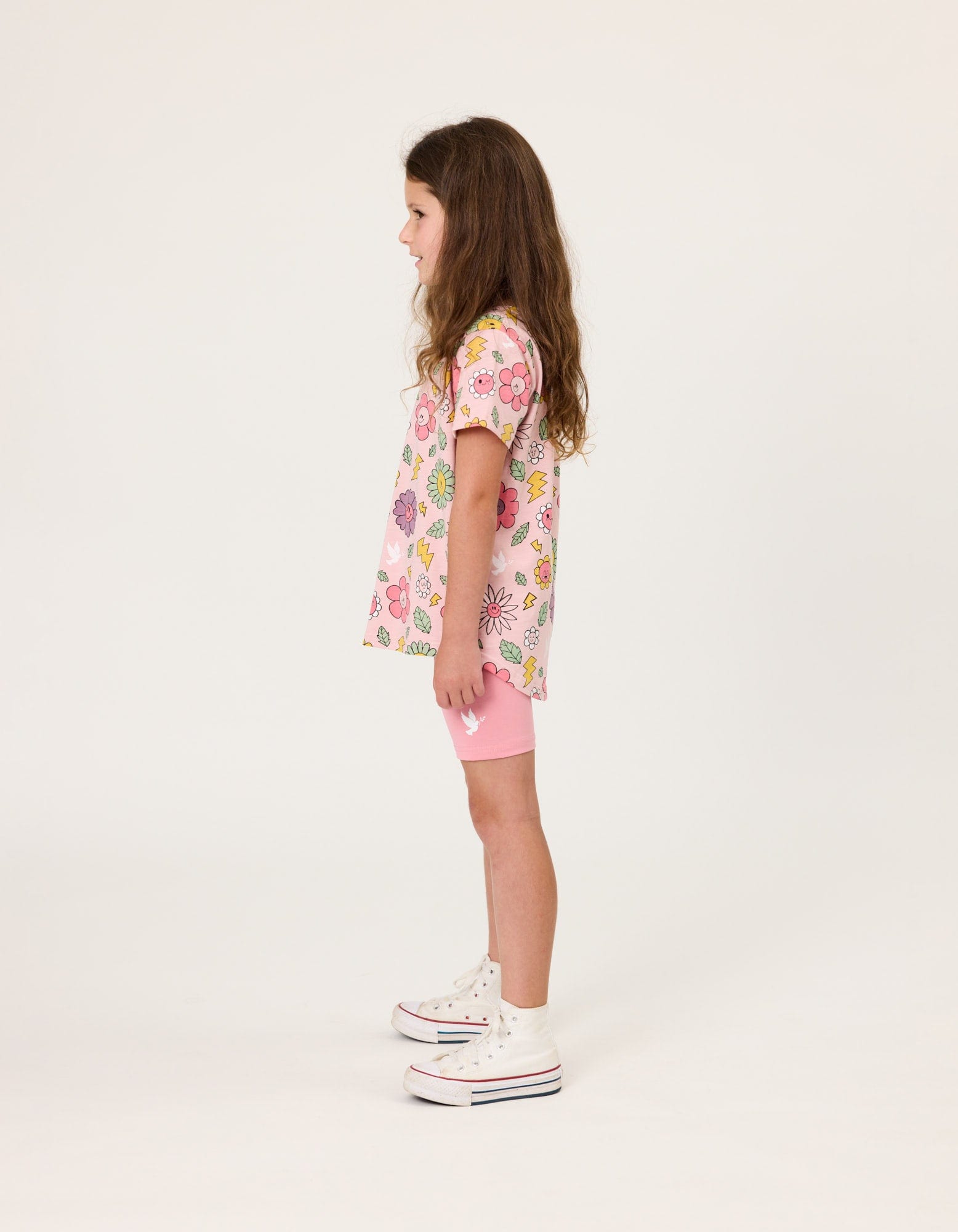 Kissed By Radicool Girls Tee Smiley Flowers Tee