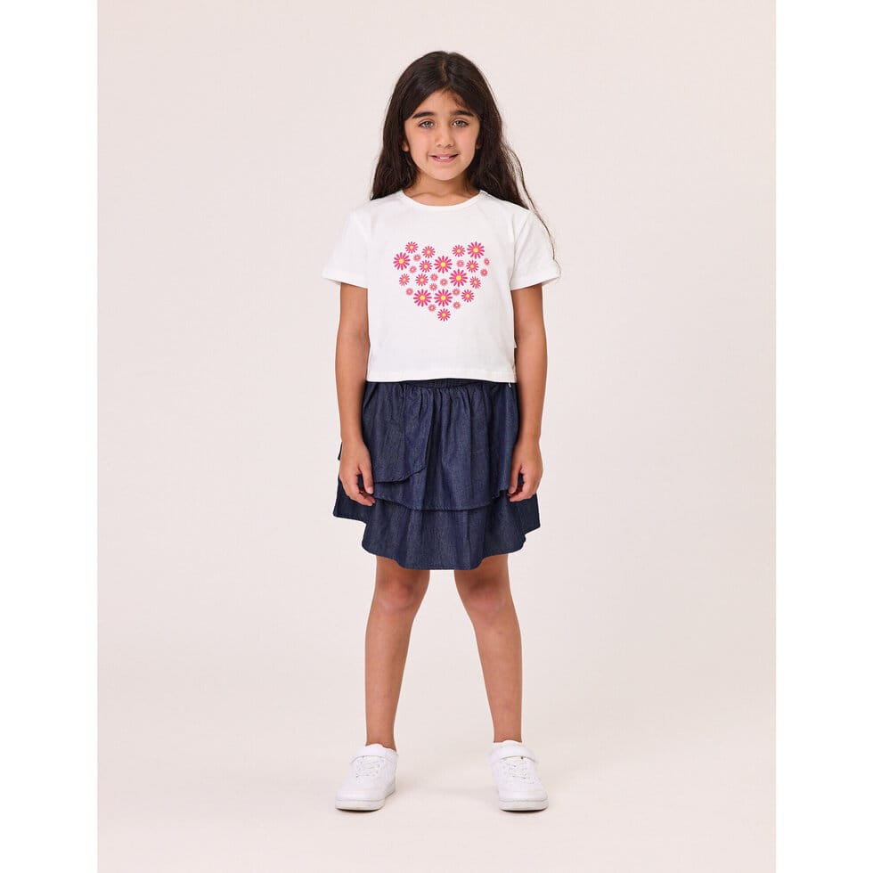 Kissed By Radicool Girls Top Daisy Heart Crop Tee
