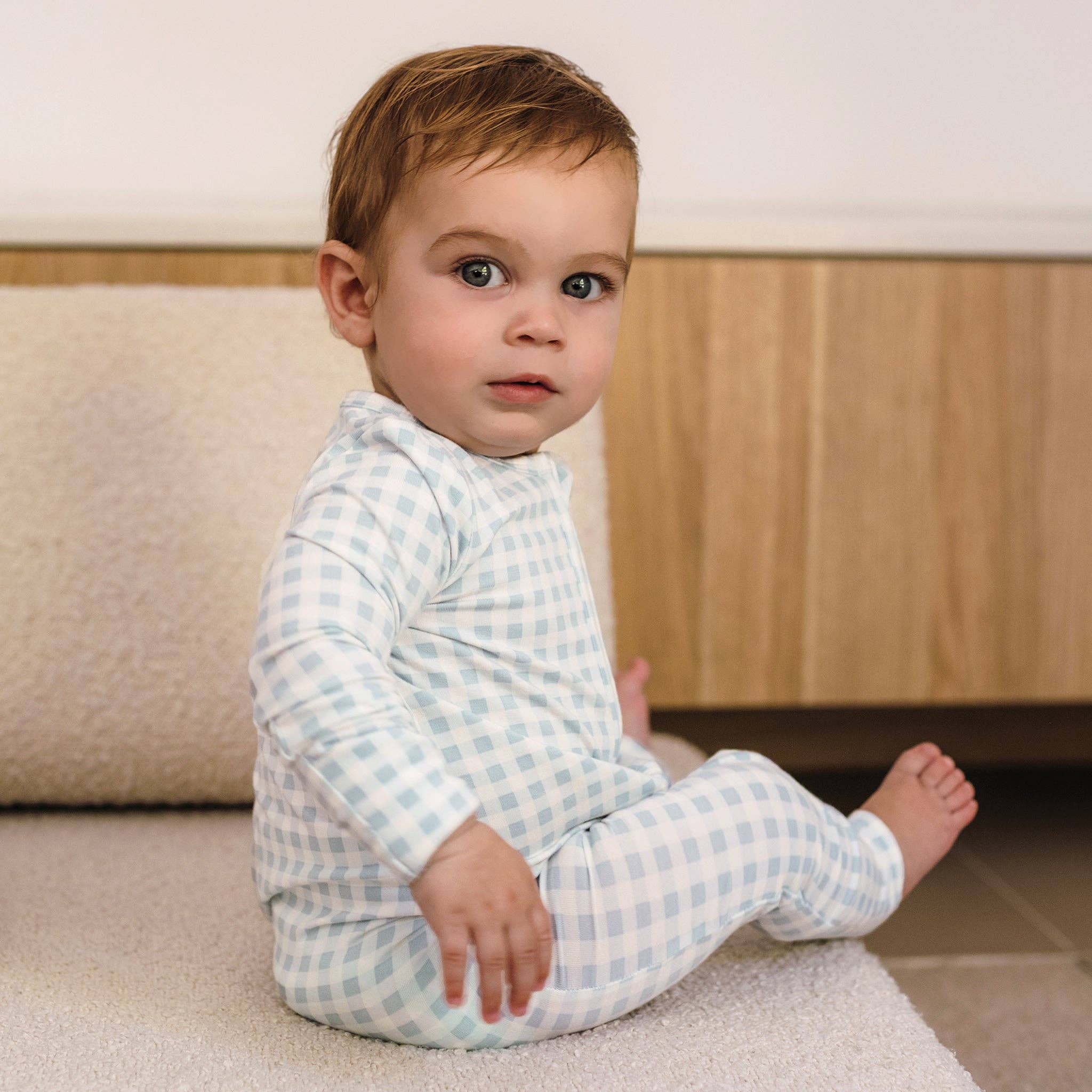 Kynd Baby Boys All In Ones Day Or Night Onesie - Blue Gingham