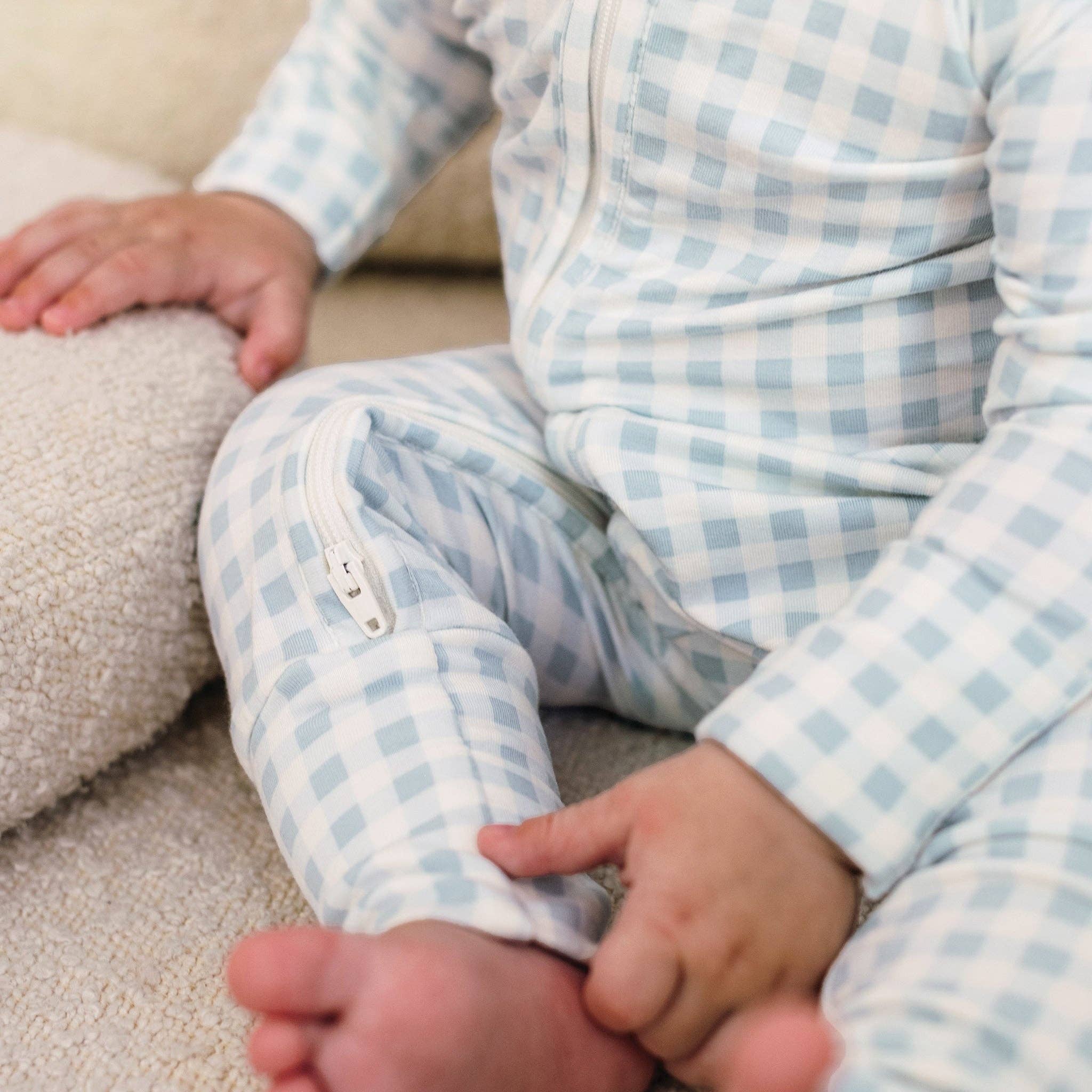Kynd Baby Boys All In Ones Day Or Night Onesie - Blue Gingham