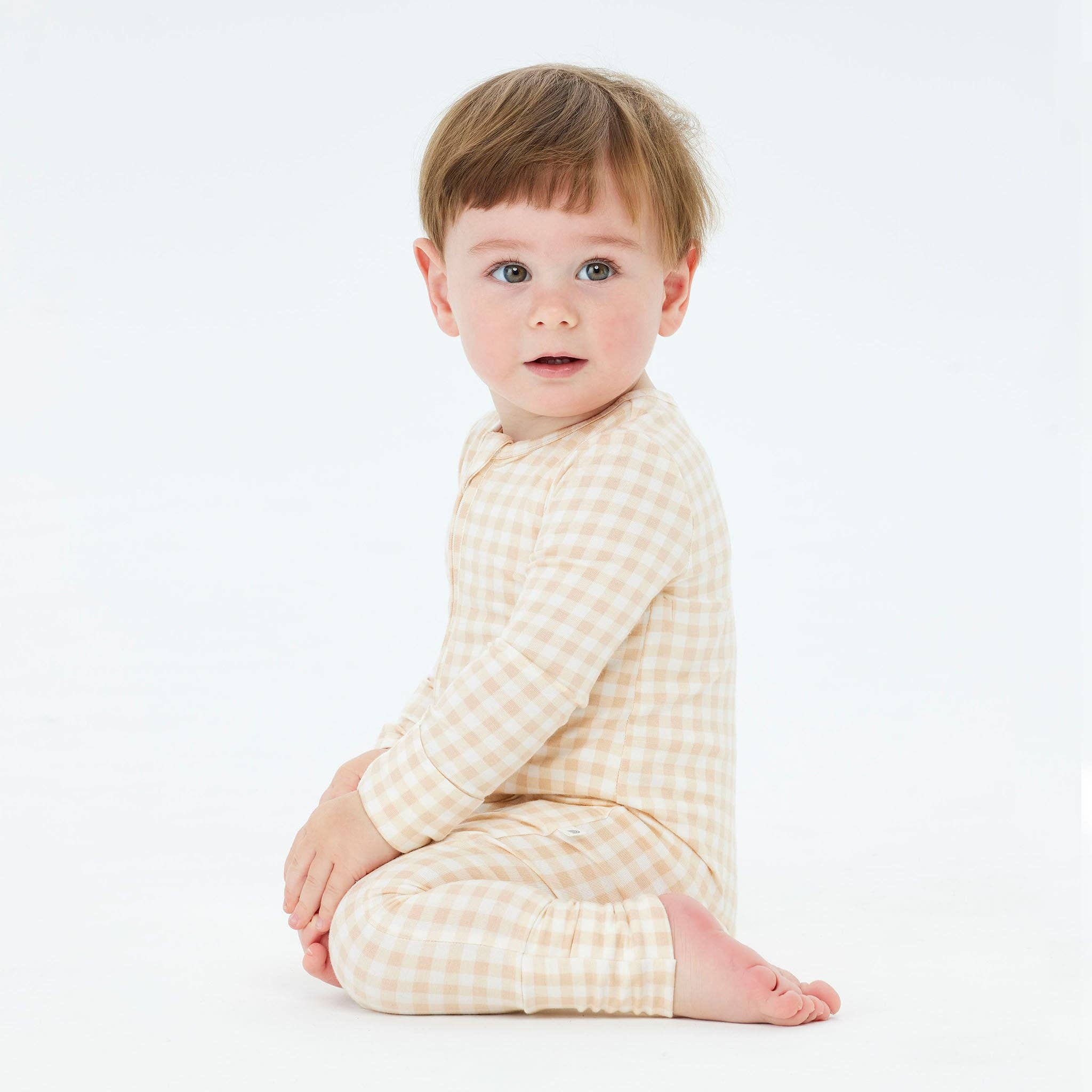 Kynd Baby Boys All In Ones Day or Night Onesie - Neutral Gingham