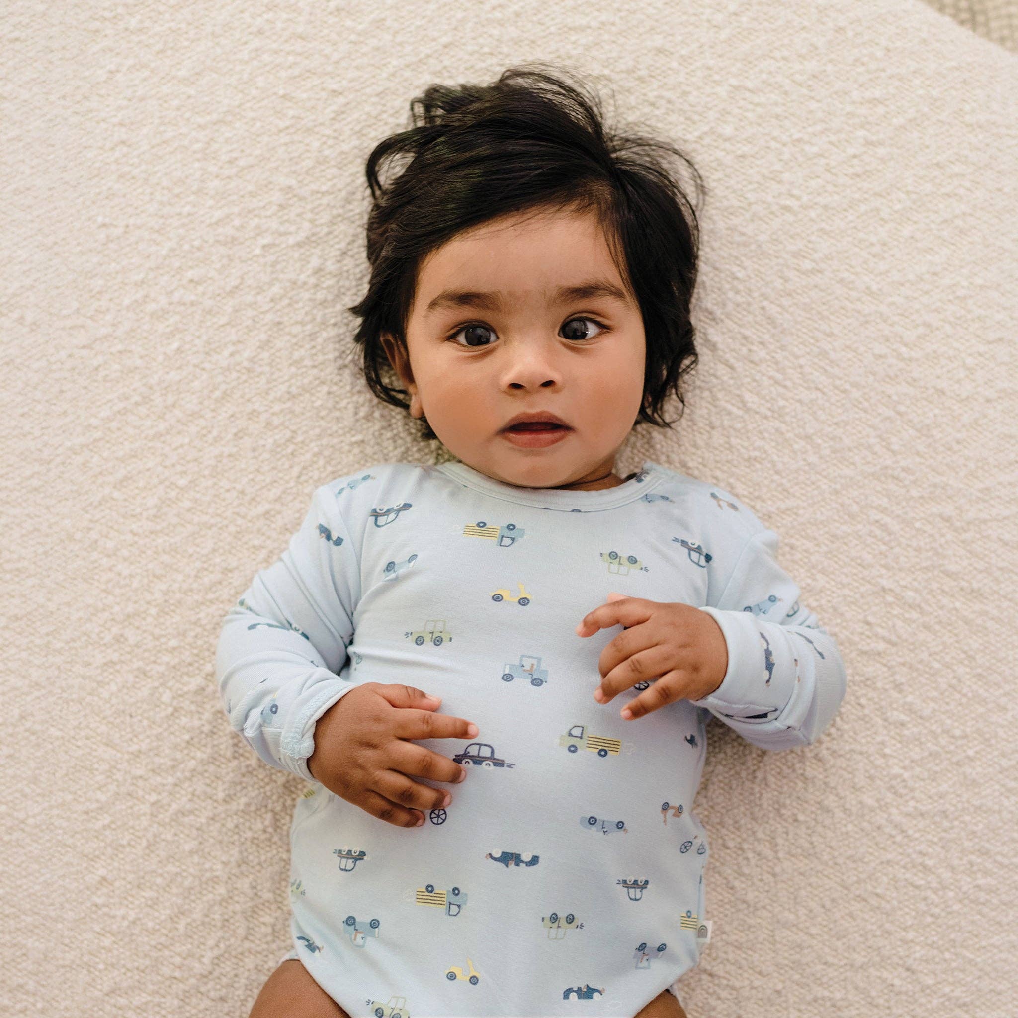 Kynd Baby Boys Onesie NB Comfy Bodysuit Long Sleeve - Blue Haze Cars
