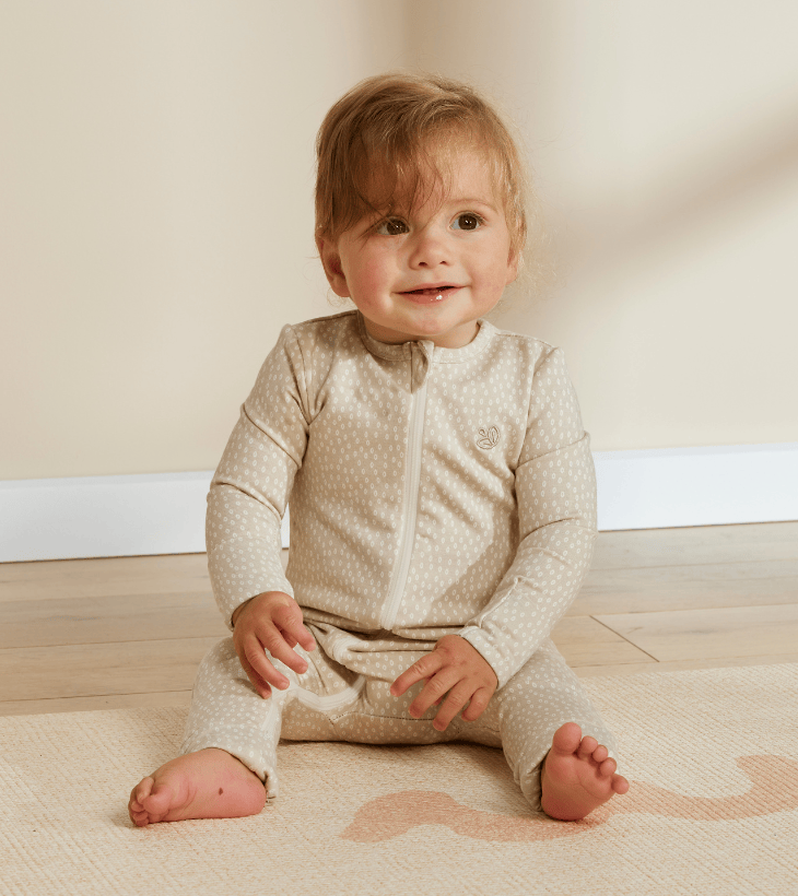 Warm Zippee Baby Romper: Oat Little Pod - Parnell Baby Boutique