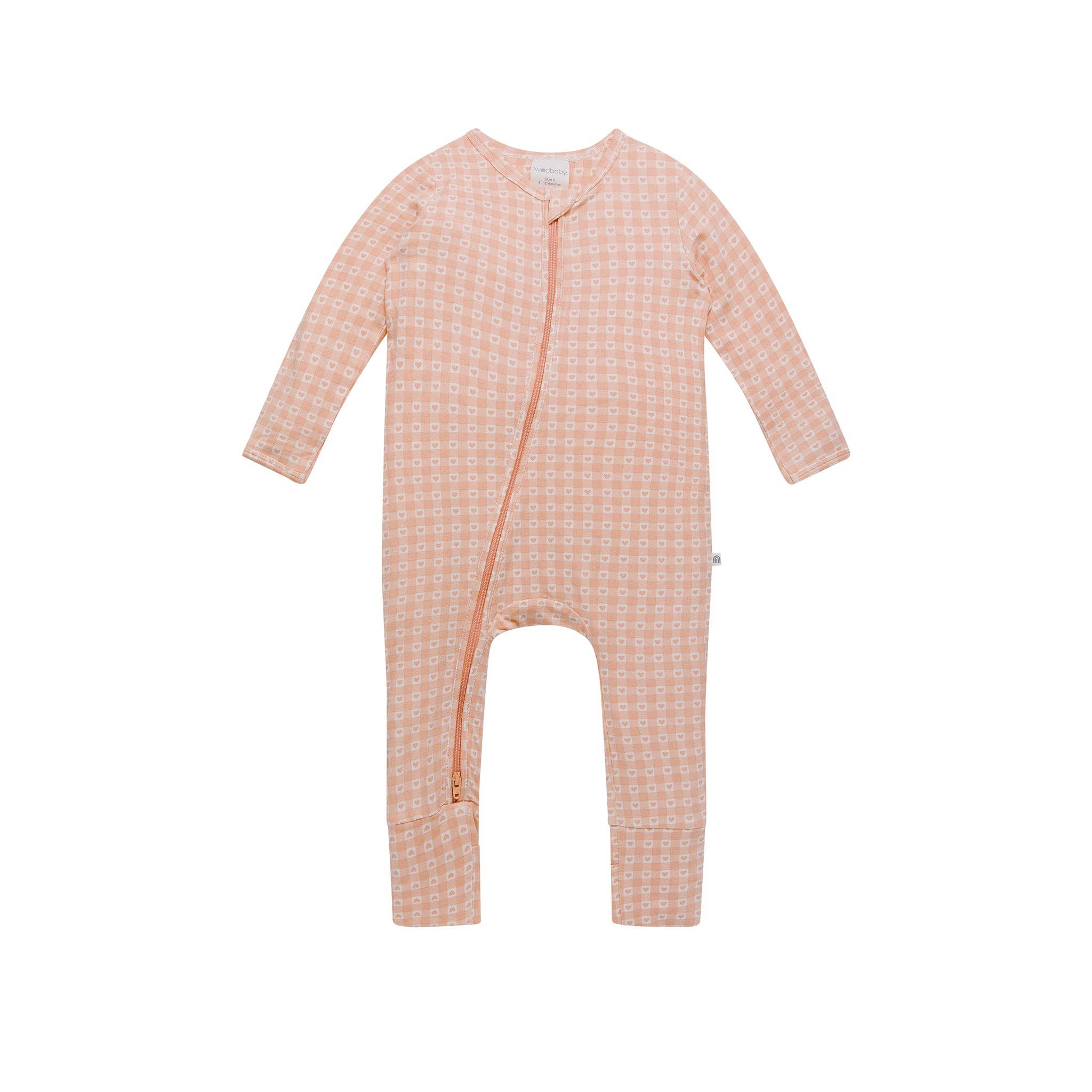 Kynd Baby Girls All In One NB Day Or Night Onesie - Heart Gingham