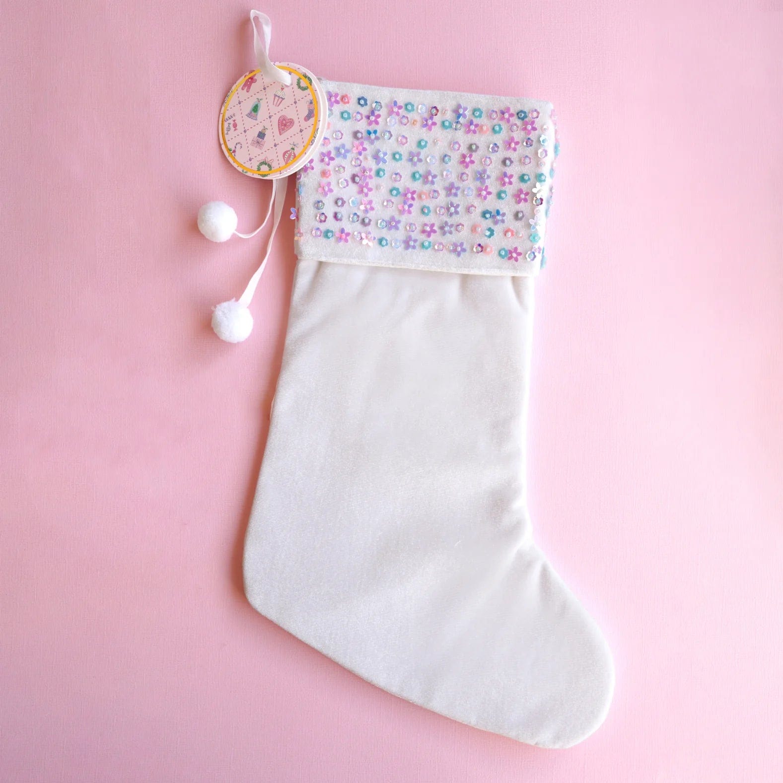 Lauren Hinkley Children Accessories Enchanted Christmas White Sequin Stocking