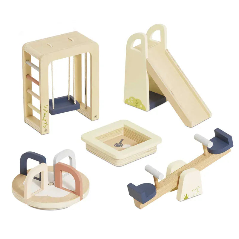 Le Toy Van dolls house outdoor play furniture set with miniature garden table, chairs and accessories
